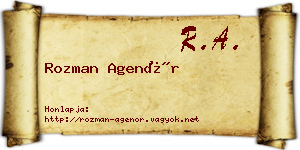 Rozman Agenór névjegykártya